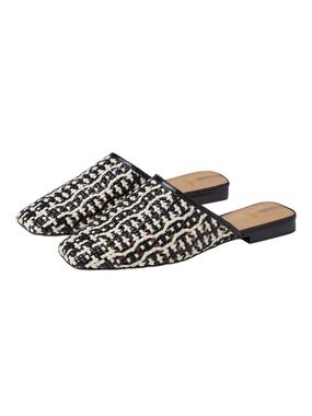Sam Edelman Black & White Woven Slip-On Mules 6.5